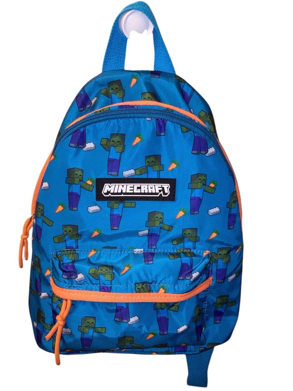 Mine Craft Kids Blue Backpack with Orange Accents